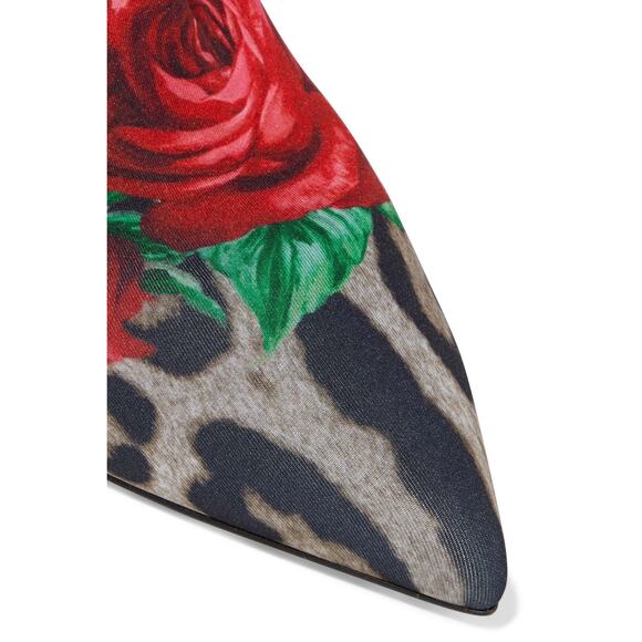 Dolce & Gabbana Floral Leopard Rose Print Stretch booties boots Tan Red 35 - Picture 5 of 8